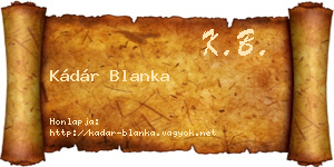 Kádár Blanka névjegykártya